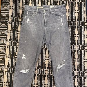 AG Adriano Goldschmied Distressed Gray Boyfriend Jeans